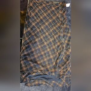 Maurices Navy and Orange Plaid Skirt